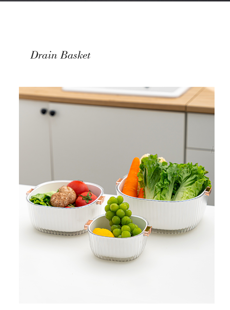 Food Grade Material Multi Functional Double Layer Drainage Basket